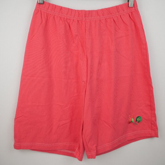 Quacker Factory Shorts Shirt SET Womens Medium Coral Embroidered 100% Cotton - Picture 2 of 16